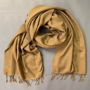 VINTAGE Tan Fringe Scarf Shawl